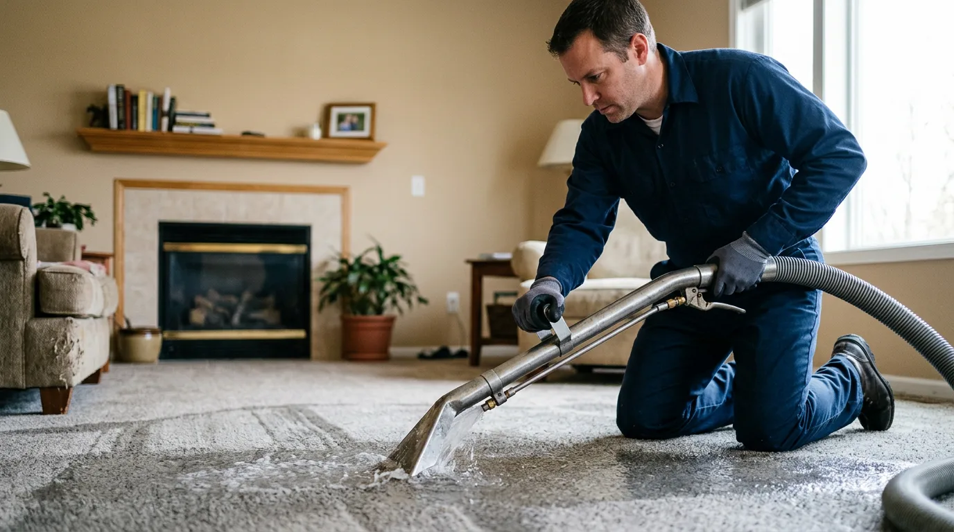 Water damage restoration technician working near Davenport, ND